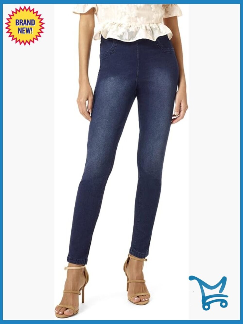 Reversible Denim High Rise Leggings, Two in One, Fitted Stretchy